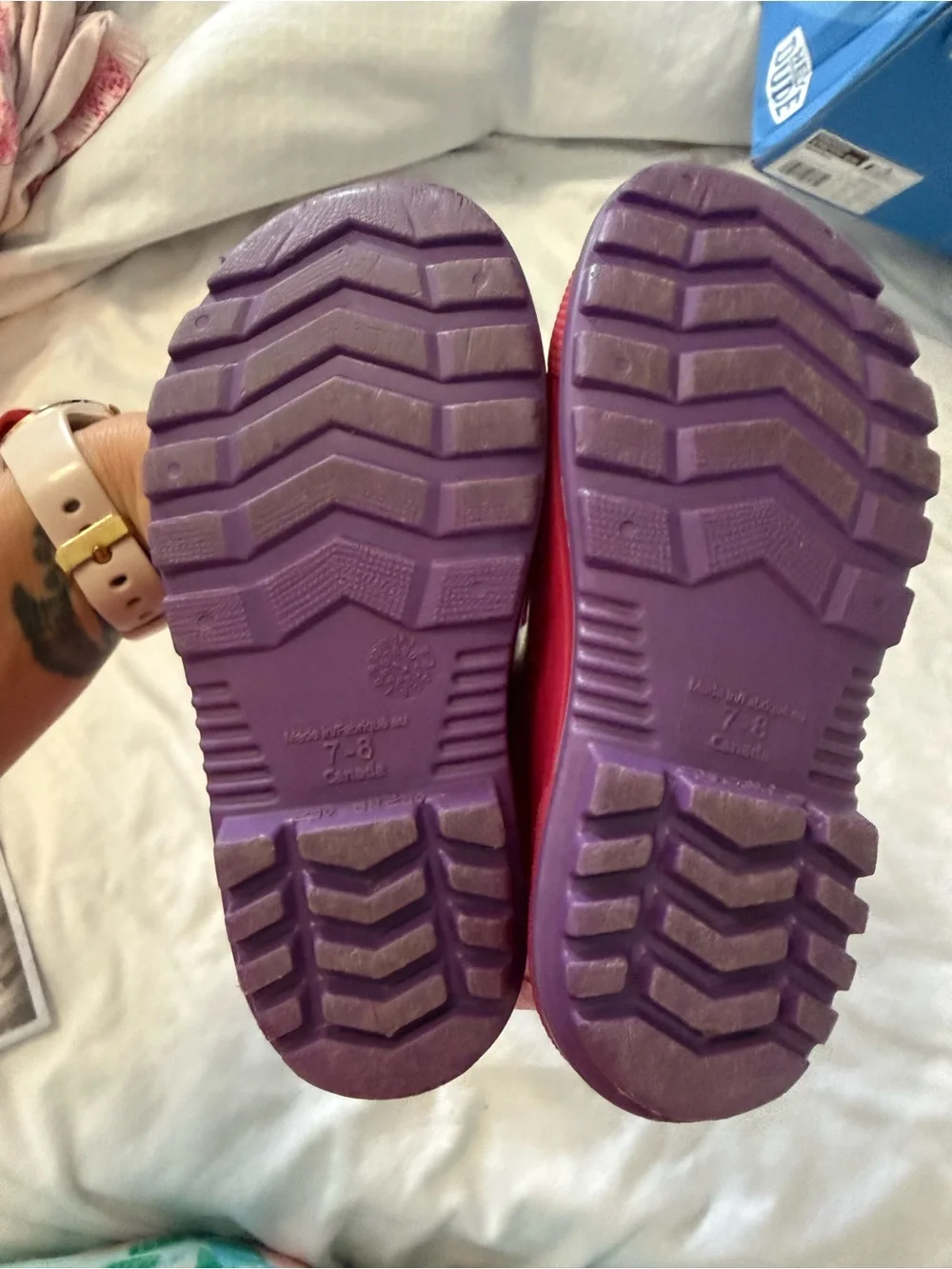 Kids Bright Pink Rain Boots with Purple Soles